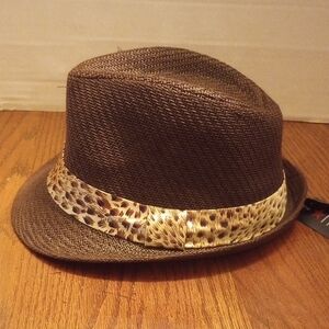 Brown Fedora with Leopard Band